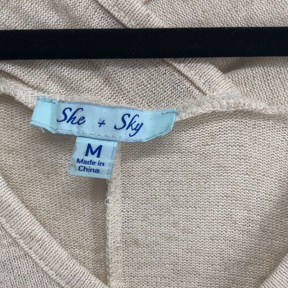 She + Sky top cotton knit oversized top coastal Grandma summer longline size M - Picture 4 of 6